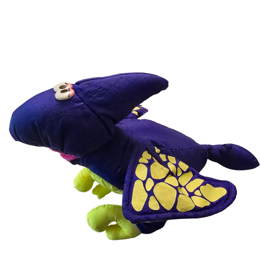 Fisher Price Puffalump Pterodactyl Plush Vintage 80s Purple Dinosaur Toy Large